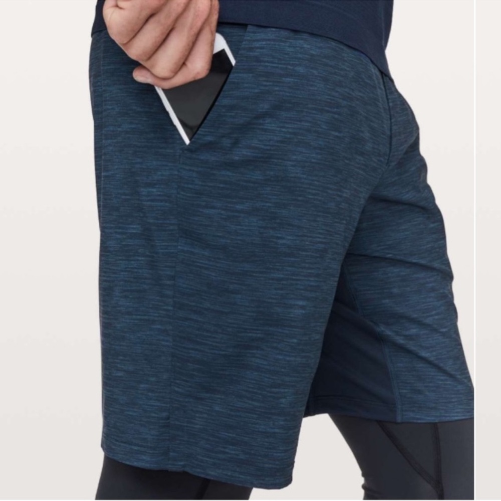 Lululemon T.H.E. Short Linerless 9" Updated Heather Allover Iron Blue True Navy